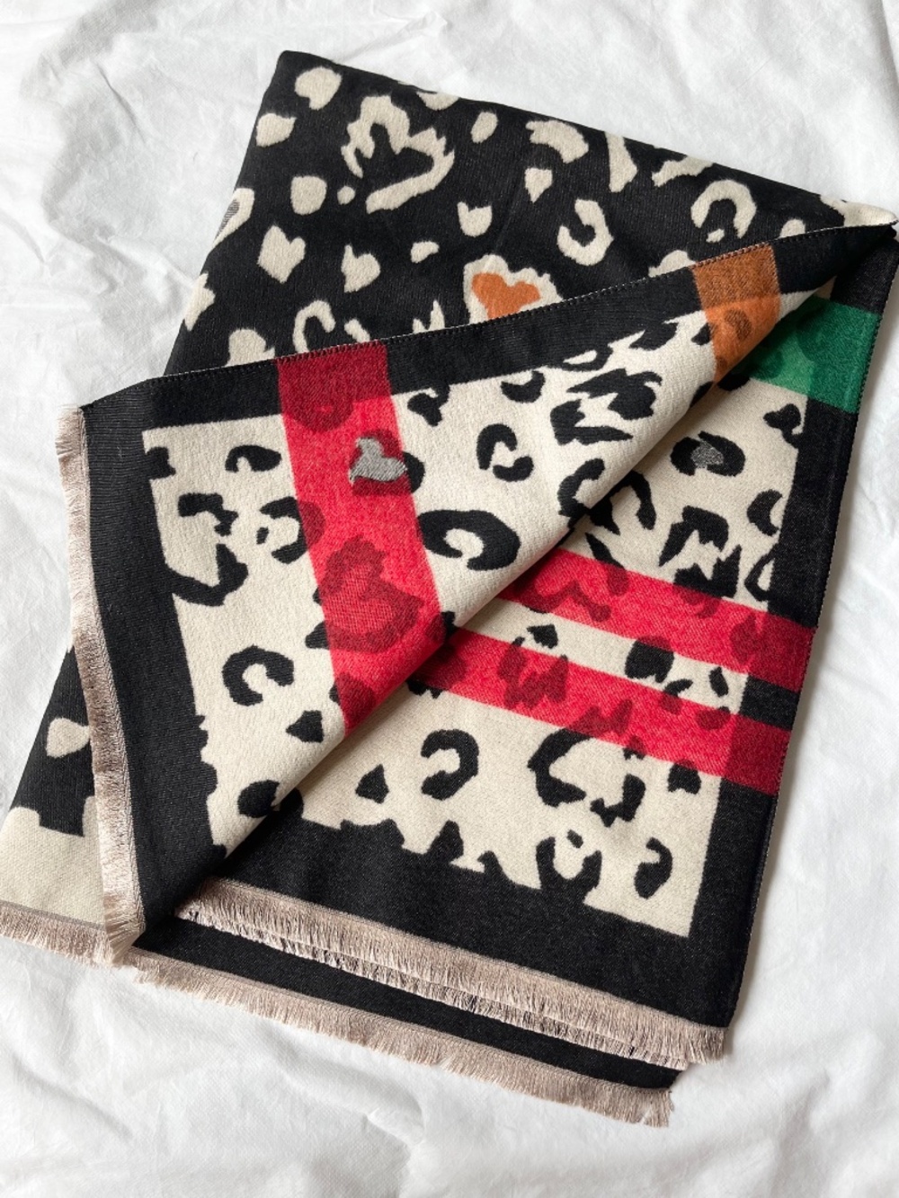 Scarf, Large Beige / Black Wool Shawl, Soft Wrap, Warm Pashmina, Women Gift